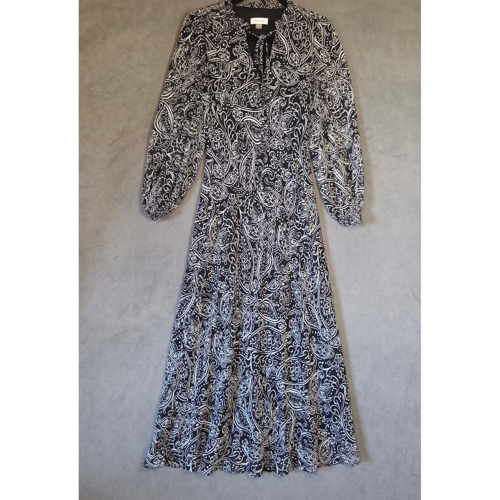 Calvin Klein Paisley Maxi Dress Women's Size 2 Boho Flowy Whimsical Office